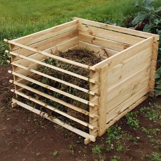 Primrose Easy Loading Wooden Composter in Brown and Yellow