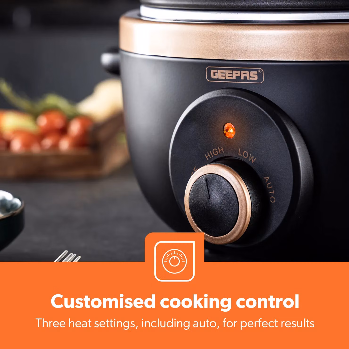 Geepas 6.5L Slow Cooker with 3 Heat Settings and Auto Mode in Black – 4