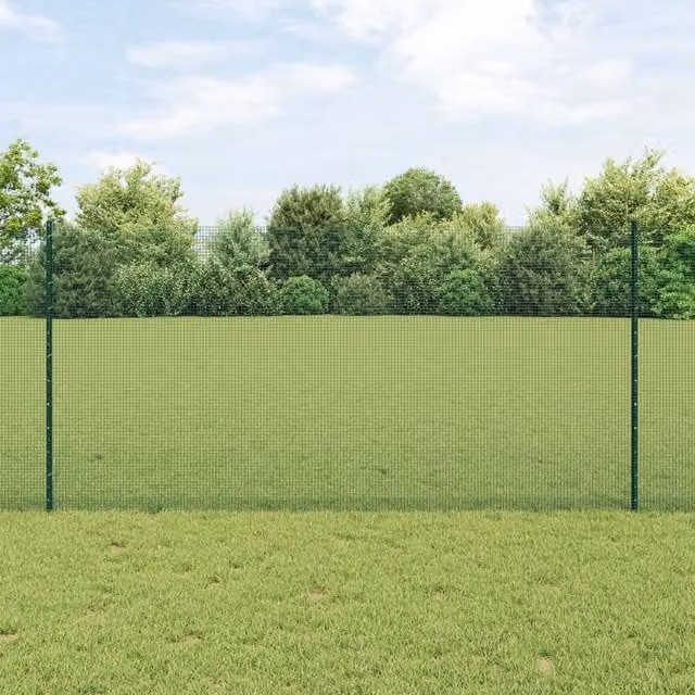 Berkfield Home Green Steel Welded Wire Fence with 22 U-Profile In-Ground Posts, W/H: 50 m x 1.2 m – 1