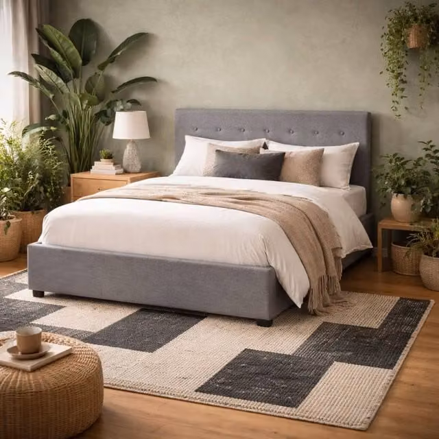Wyld Haus Carrick King Size Storage Bed in Soft Grey Tufted Velvet, W/D/H: 180 x 200 x 113 cm