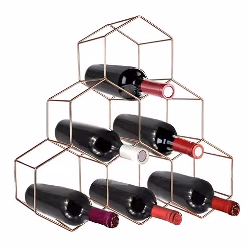 Orsina Contemporary 6 Bottle Metal Wine Rack in Green Finish