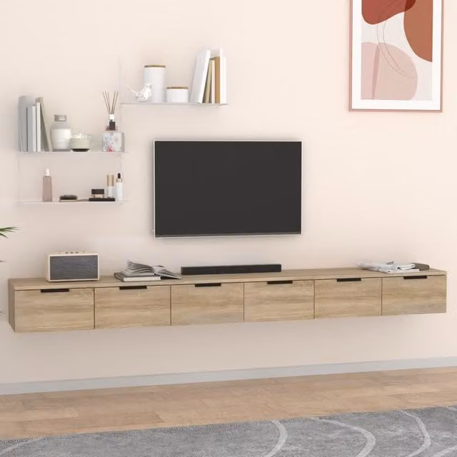 Berkfield Home Sonoma Oak Wall Cabinets, 2 Piece Set in Brown, W/D/H: 102 x 30 x 20 cm
