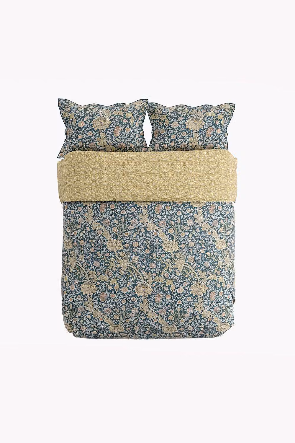 Morris & Co Trent Blue Floral Cotton Percale Duvet Cover and Pillowcase Set, W: 90 cm, L: 200 cm – 2