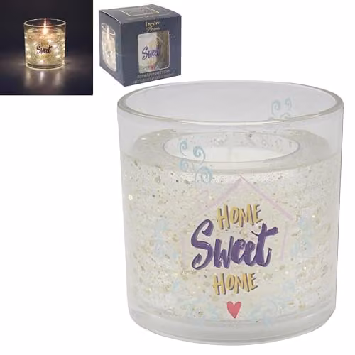 Garden Greatness Home Sweet Home Multicolour LED Gel Candle in Glass