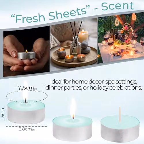 Deco Express Scented Tealight Candles, Fresh Sheets, Green, 25 Pack – 3