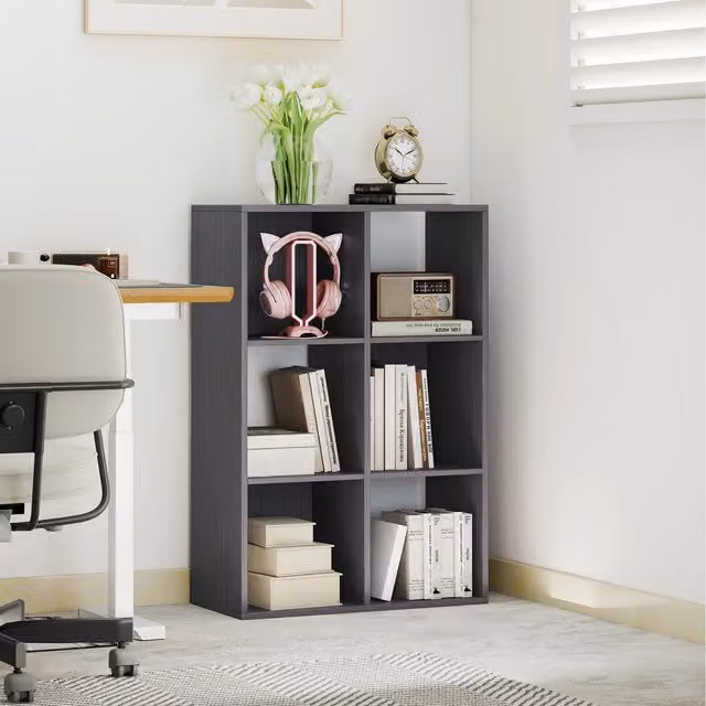 HOMCOM Modern Grey Wood Storage Cabinet Bookcase with Internal Shelves and Doors