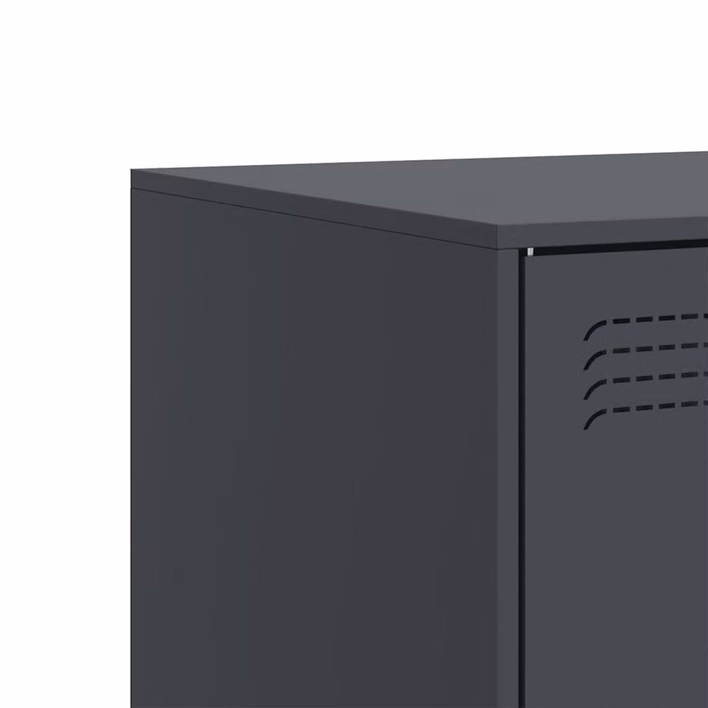 Berkfield Home Set of 2 Anthracite Steel TV Cabinets in Dark Grey, W/D/H: 67 x 39 x 44 cm – 6