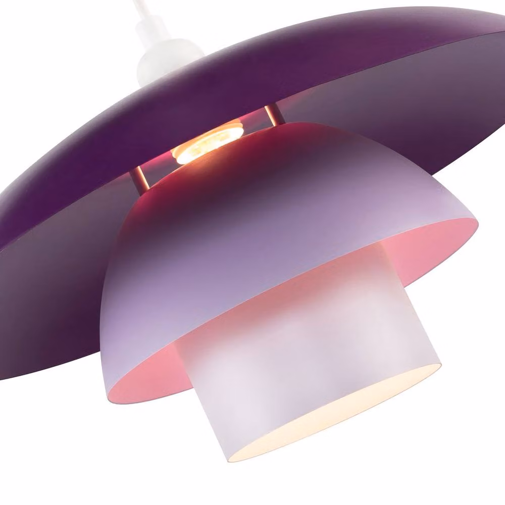 Happy Homewares Modern Metal Dome Pendant Lighting Shade in Purple, Lilac, Lavender and White – 2