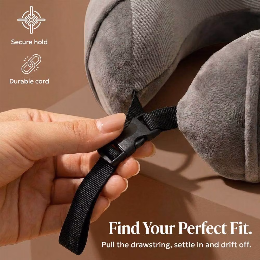 Lugg Memory Foam Travel Pillow with Storage Bag in Grey – 3