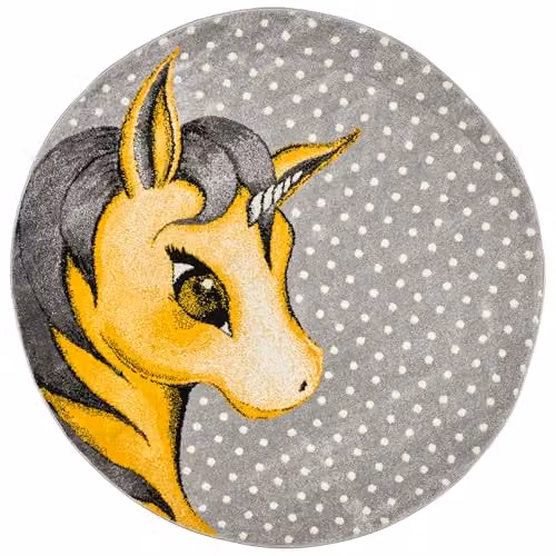 Bravich Yellow Unicorn Kids Round Rug, Diameter: 160 cm – 1