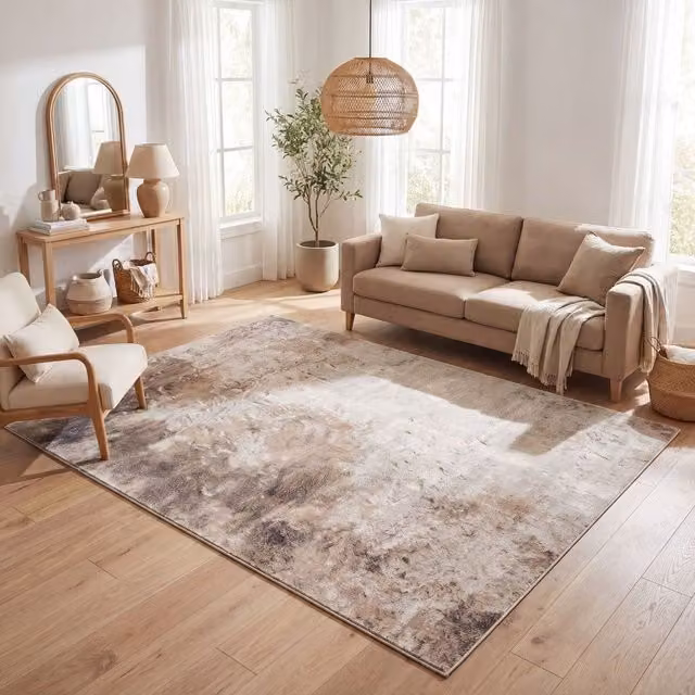 THE RUGS Montana Abstract Modern Living Room Area Rug in Brown and Beige, W: 200 cm, D: 290 cm