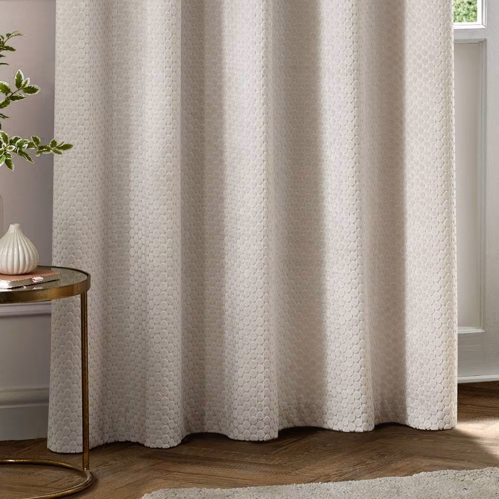 Paoletti Neptune Luxury Velvet Eyelet Curtain Pair in Ivory, Width: 168 cm, Drop: 183 cm – 2