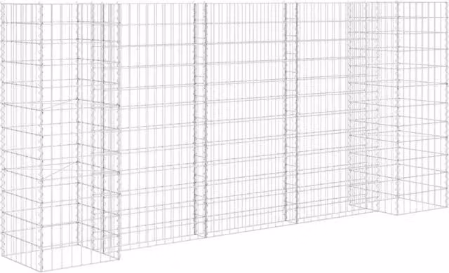 Berkfield Home H-Shaped Steel Wire Gabion Planter and Raised Bed in Silver, W/D/H: 260 x 40 x 120 cm