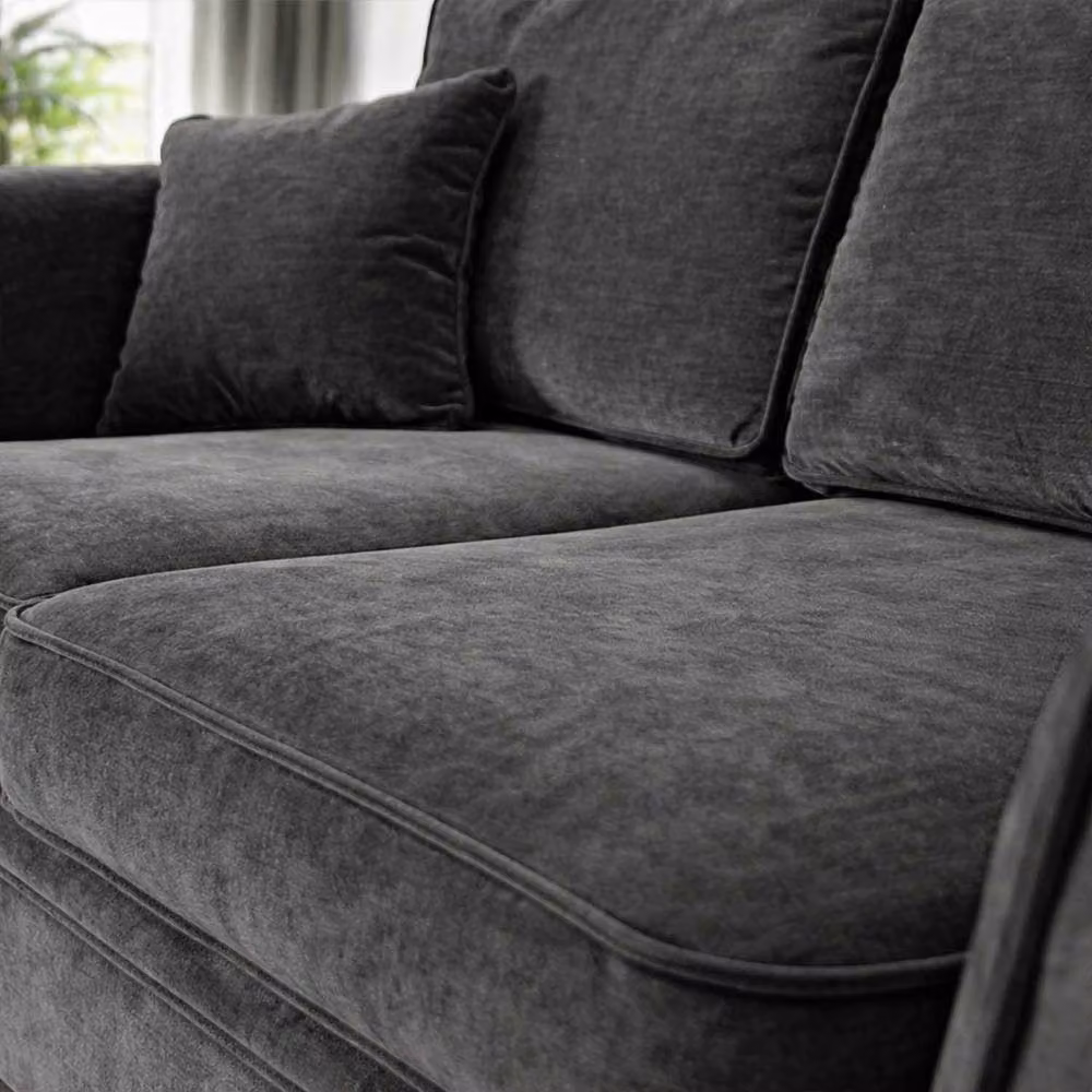 Furnishings For Less UK Ascot 3 Seater Sofa in Charcoal Chenille Fabric with Scatter Cushions – 5