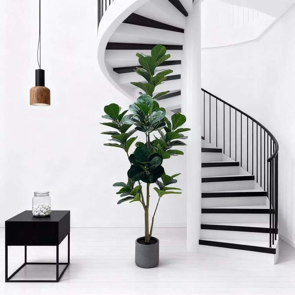 VOGREX Artificial Ficus Fig Tree with Planter Pot, Green, Height: 150 cm – 2