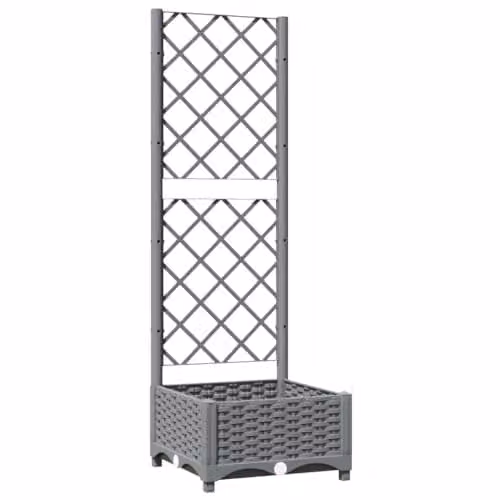 vidaXL Grey Plastic Garden Planter Tub, W/D/H: 40 x 40 x 121.5 cm