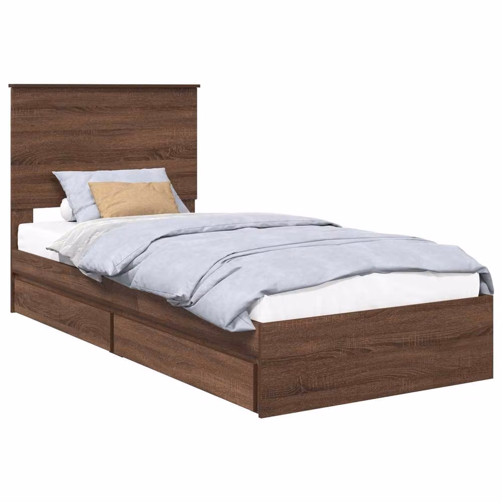 Berkfield Home Storage Bed with Drawers in Brown Oak, W: 75 cm – 2