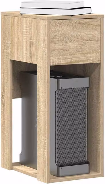 Berkfield Home Computer Tower Stand with Drawer in Sonoma Oak Brown, W/D/H: 30 x 44 x 74 cm