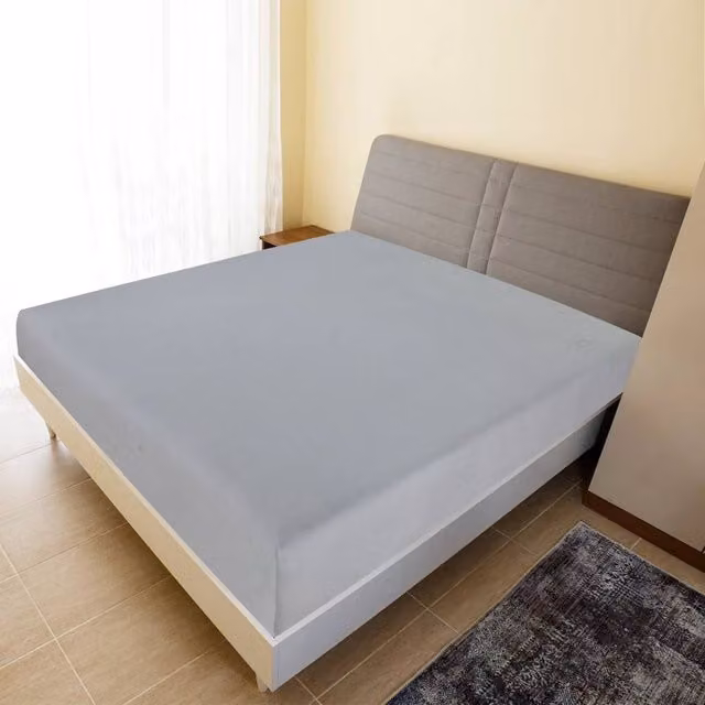 Berkfield Home Grey Jersey Cotton Fitted Sheet W/D/H: 90 x 200 cm