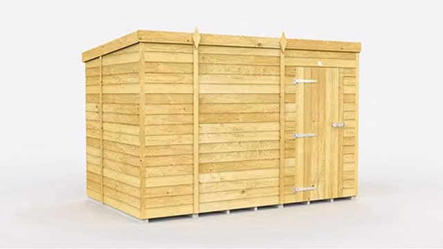 Buttercup Farm Brown Pent Shed with Single Door and No Window, W302 x D214 x H201 cm