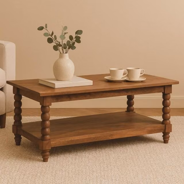 Artisan Furniture Classic Mango Wood Spindle Coffee Table in Brown
