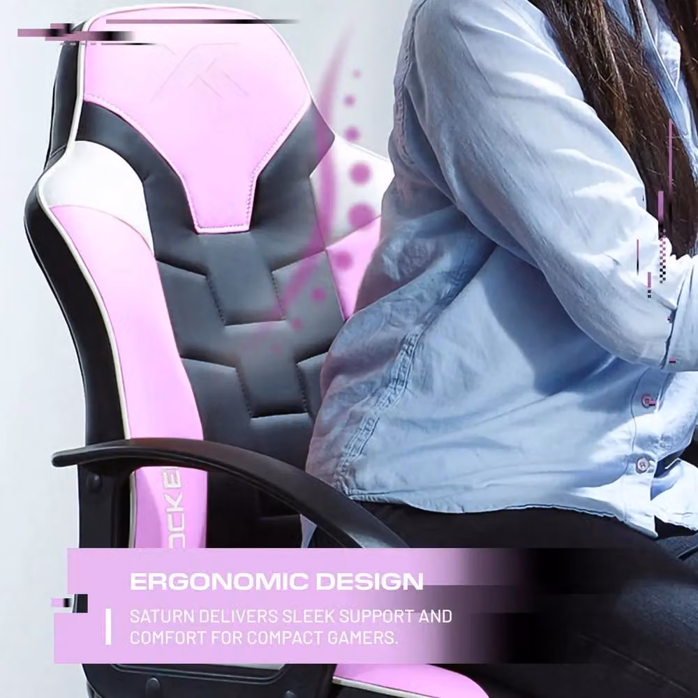 X Rocker Saturn Ergonomic Mid Back Esport Gaming Chair in Pink and Black – 3