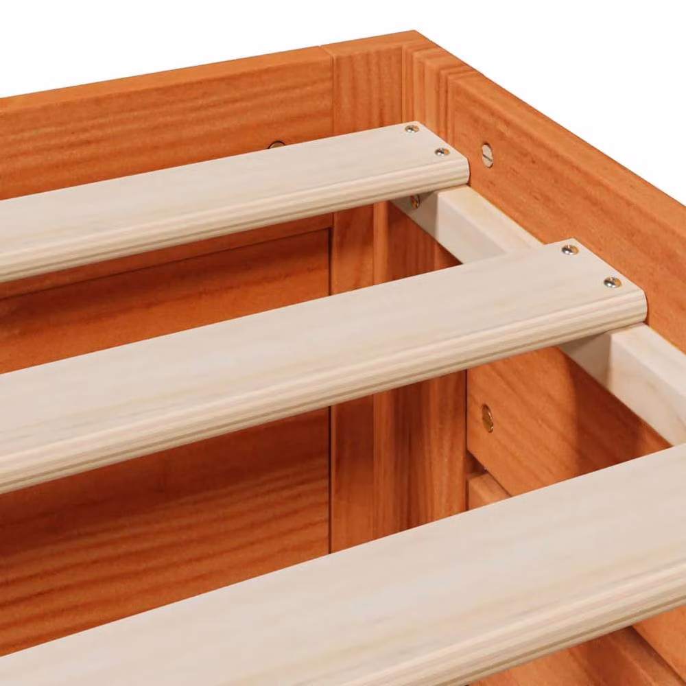 Berkfield Home Solid Wood Pine Bed Frame with Drawers, Wax Brown, W/D/H: 140 x 190 cm – 5