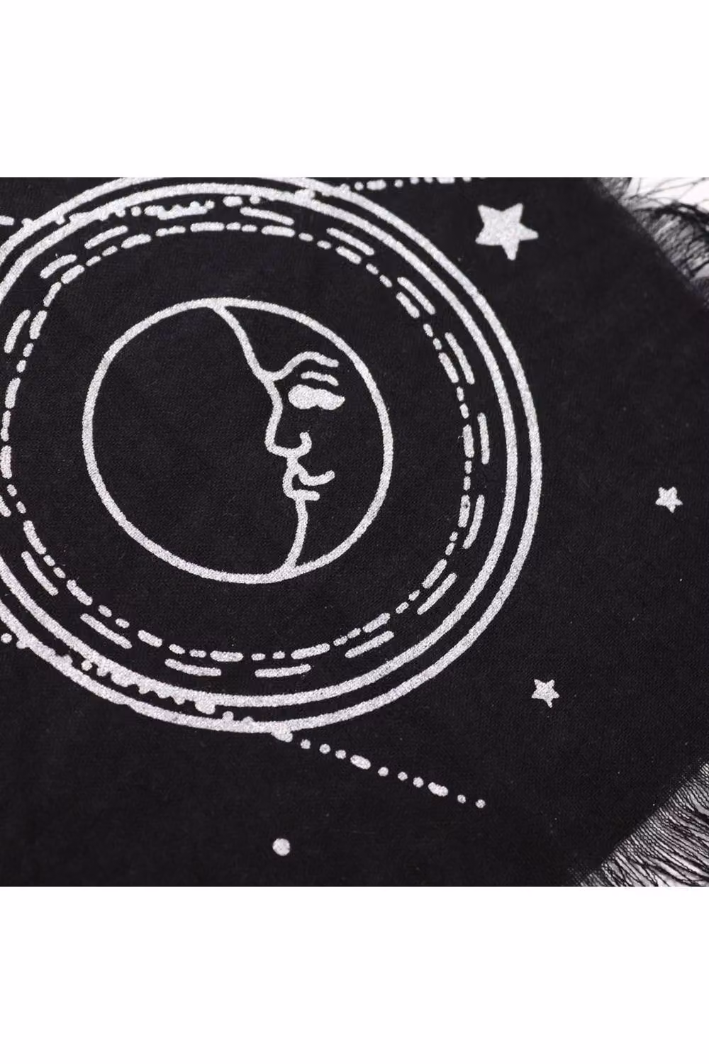 KDMD Esoteric Moon and Sun Fringed Altar Cloth in Black – 2