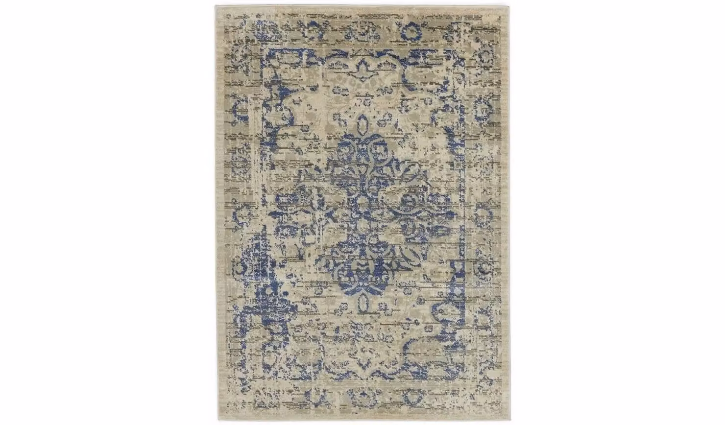 Cheap Furniture Warehouse Traditional Oriental Classic Blue Cut Pile Rectangular Rug W: 230 cm, D: 160 cm