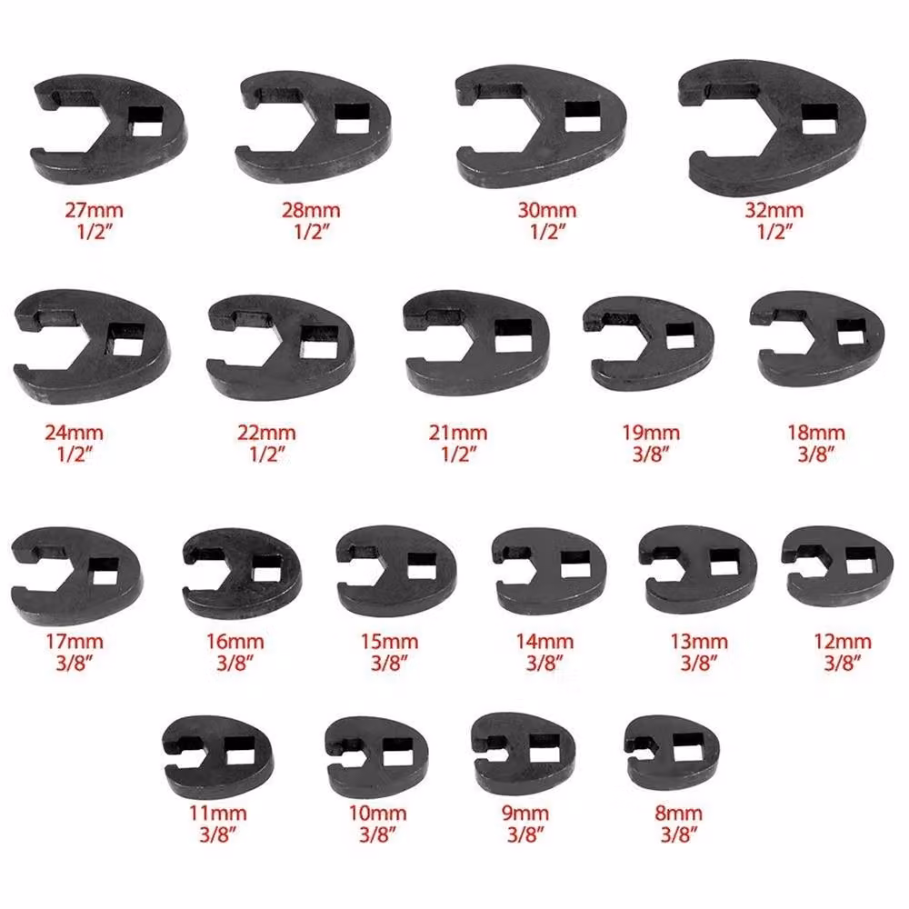 Kelvenix 19-Piece Metric Crowfoot Wrench Set, 8-32mm, Black Chrome Molybdenum Steel – 2