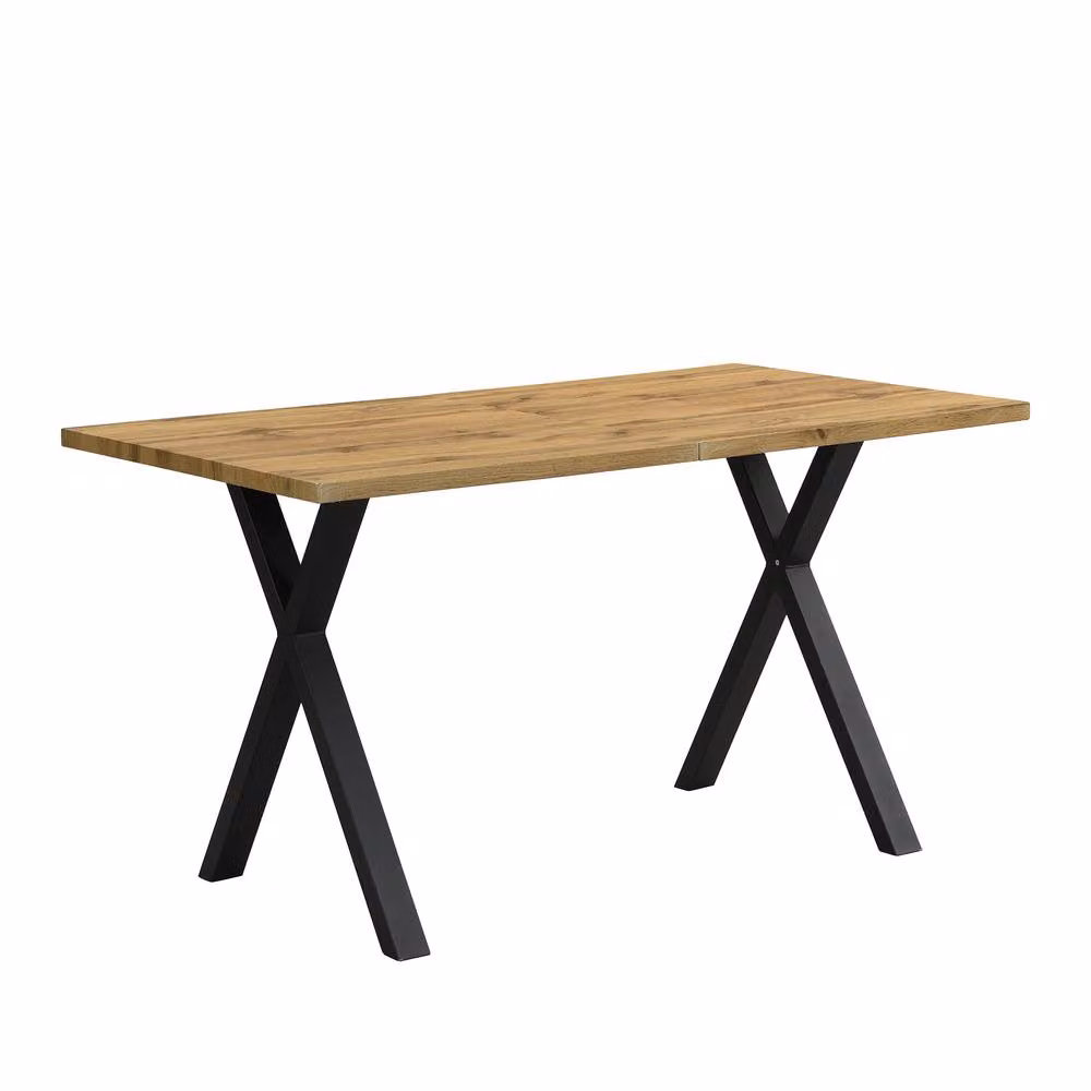 Matteo Modern Industrial Oak and Black Rectangular Dining Table with X-Frame Legs – 4