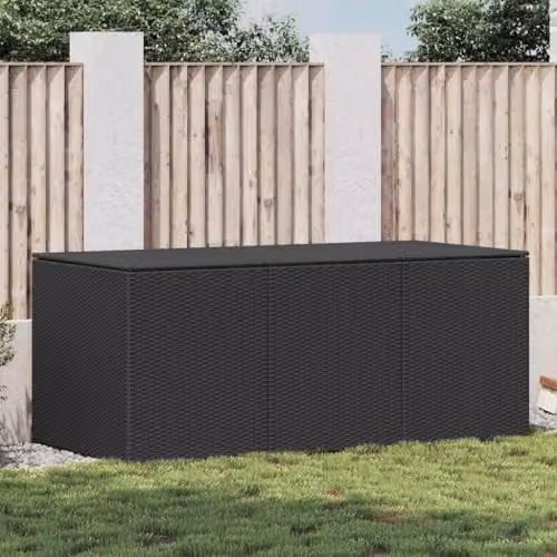 vidaXL Modern Poly Rattan Garden Box in Black, W/D/H: 180 x 90 x 75 cm – 2