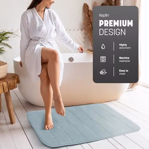 Keplin Memory Foam Bath Mat in Blue, W: 50 cm, L: 80 cm – 3