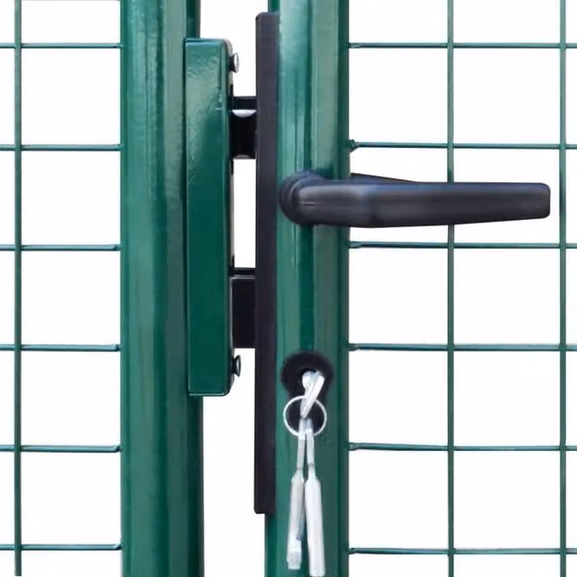 Berkfield Home Green Mesh Garden Gate in Galvanised Steel, W: 415 cm, H: 200 cm – 1