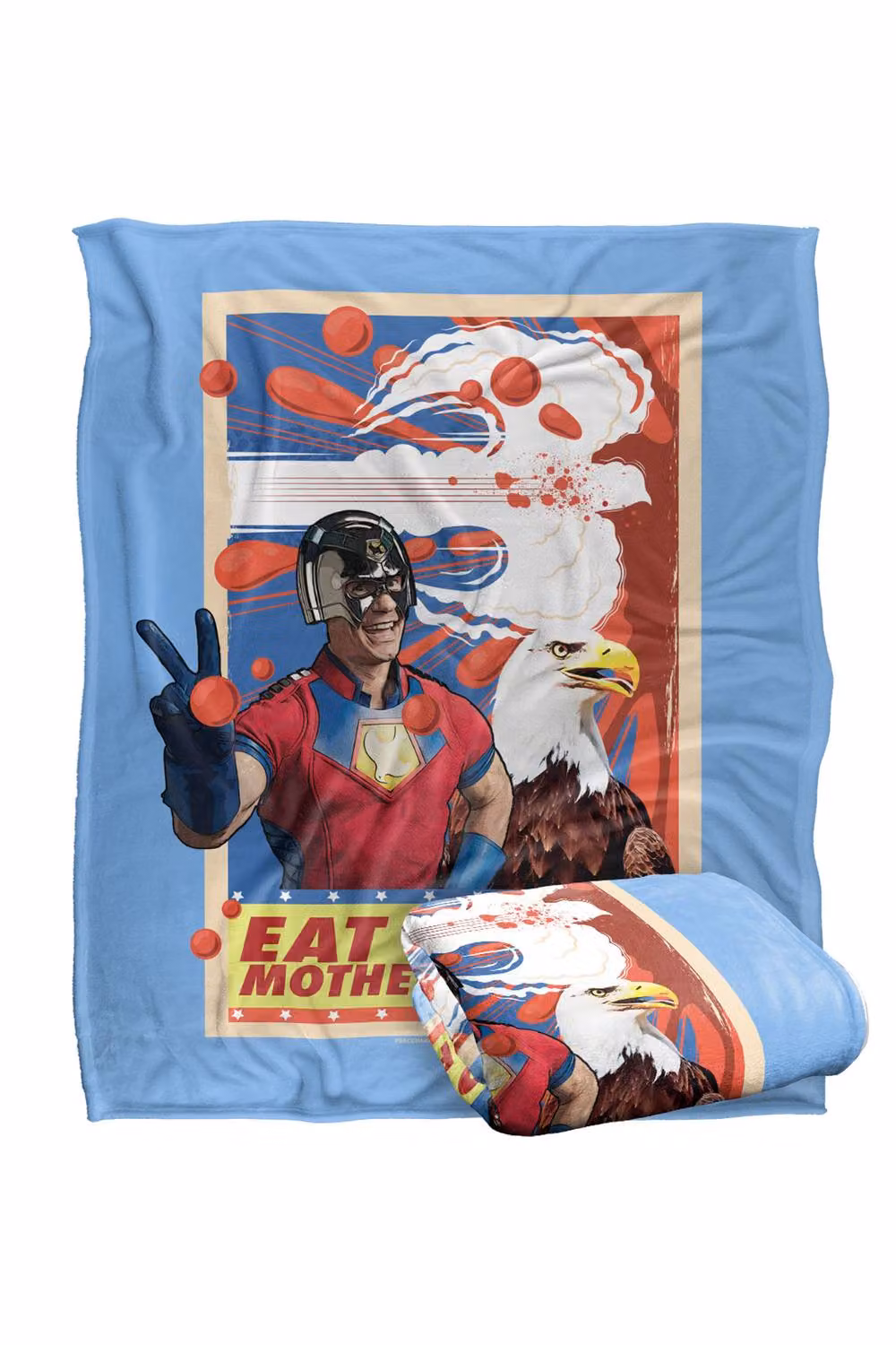 Warner Bros. Peacemaker TV Series Eat Peace With Eagle Silky Touch Super Soft Fluffy Polyester Throw, Blue/Multicolour, Large – 2