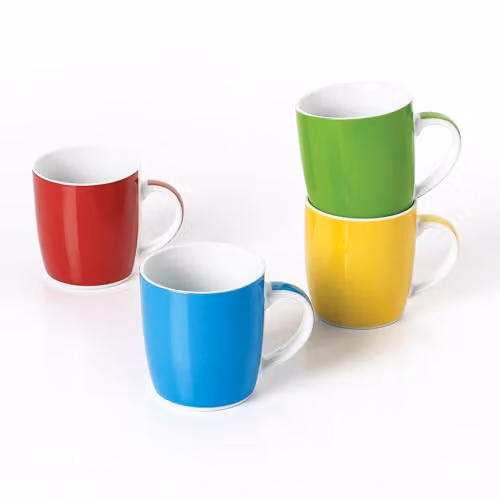 Waterside 4pc Multicolour Striped Porcelain Mug Set, 325 ml