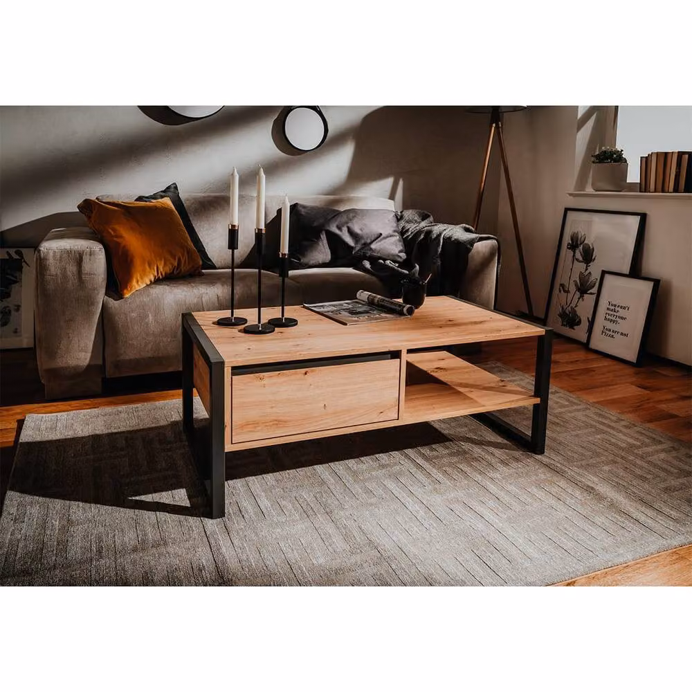 CALICOSY Denver Coffee Table with Drawer in Light Oak – 2