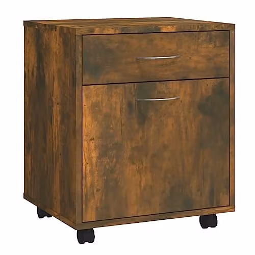 vidaXL Rolling Cabinet in Smoked Oak, W/D/H: 45 x 38 x 54 cm