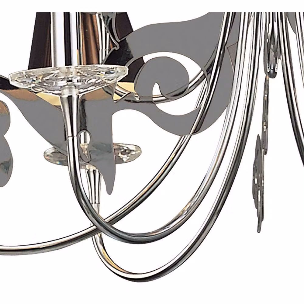 Netlighting Inspired Mantra Acanto Round 9 Light Pendant, Polished Chrome with Black and Grey Fabric Shades, E14 – 8