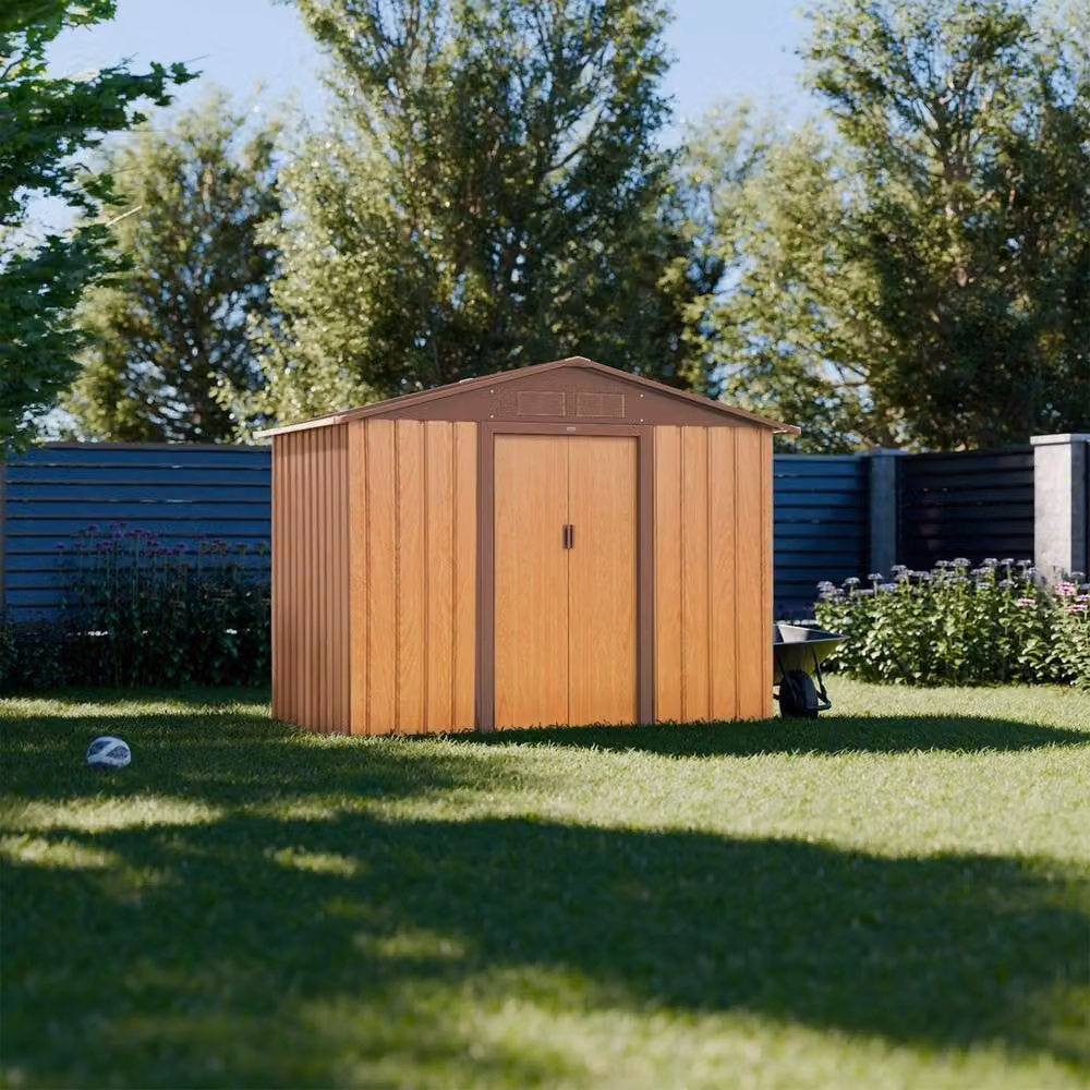Sweekeek Brown Pent Garden Shelter with Anchor Kit and Sliding Door – 3