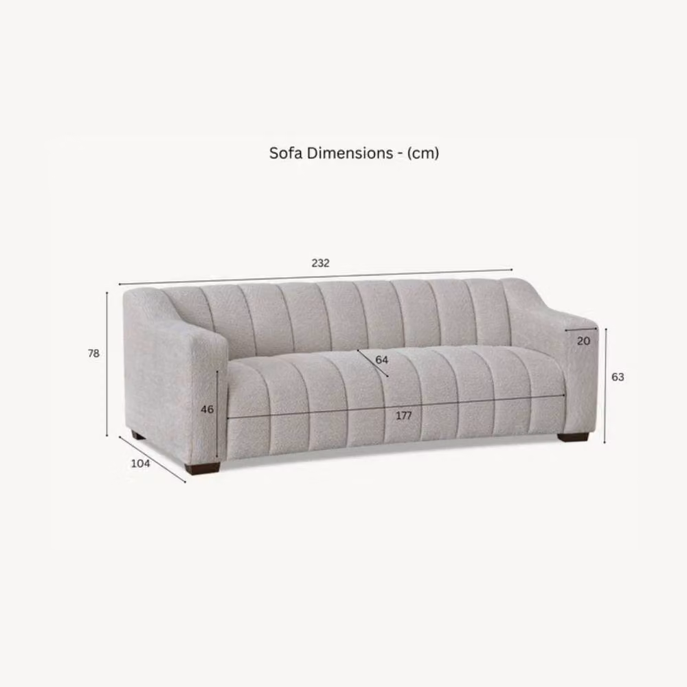 Stratus Interiors Astoria 3-Seater Boucle Sofa in Grey with Solid Wood Frame – 2