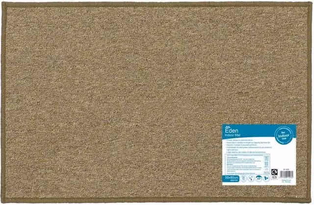 JVL Eden Machine Washable Latex Backed Doormat, Beige, W: 50 cm, D: 80 cm