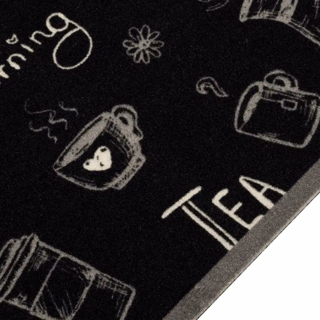 Berkfield Home Morning Black Washable Non-Slip Kitchen Rug, W: 60 cm, L: 180 cm – 3