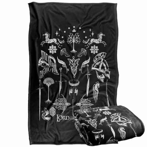Warner Bros. Lord of the Rings Icons Silky Touch Super Soft Fleece Throw Blanket, Multicolour