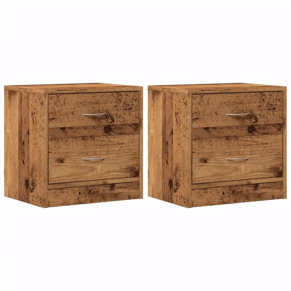Berkfield Home Set of 2 Stylish Bedside Cabinets in Old Wood Brown, W/D/H: 40 x 30 x 40 cm – 3
