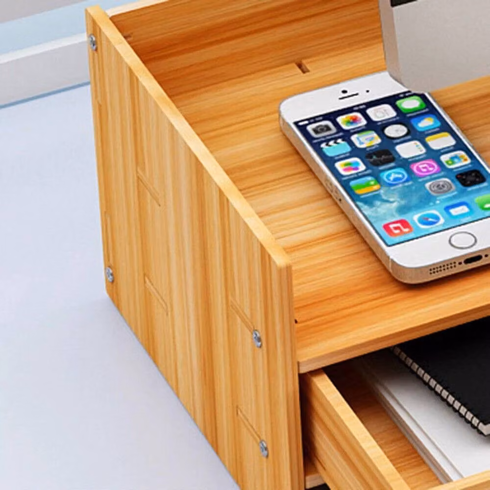 SPETLEK Brown Wood Computer PC Desktop Monitor Stand – 3