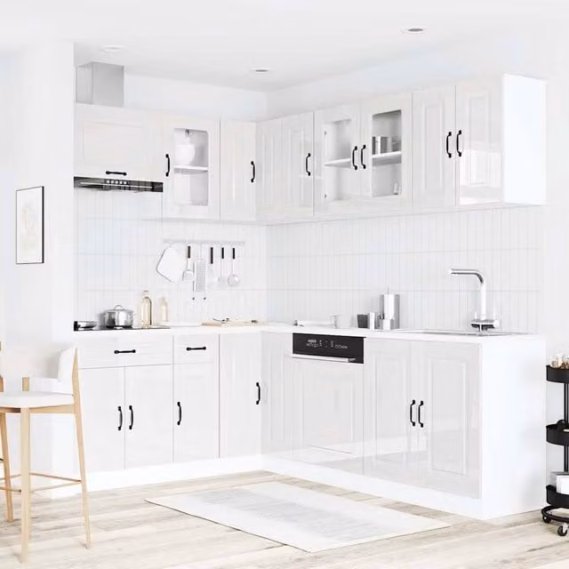 Berkfield Home Kalmar 11 Piece Gloss White Modern Kitchen Cabinet Set