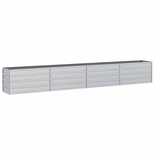 vidaXL Galvanised Steel Raised Bed in Silver, W: 320 cm, D: 40 cm, H: 45 cm
