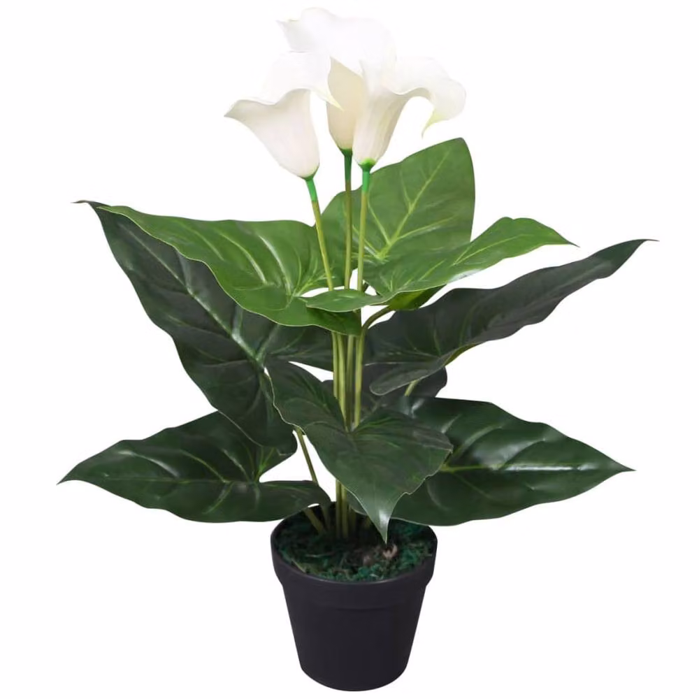 Berkfield Home Artificial White Calla Lily Potted Plant, Height: 45 cm – 2