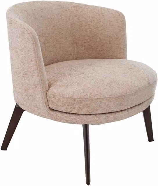 Angel Cerda Modern Beige Fabric Tub Armchair with Brown Metal Legs – 1